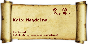 Krix Magdolna névjegykártya